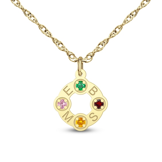 Birthstone and Initial Loop Pendant (1-4 Initials and Stones)
