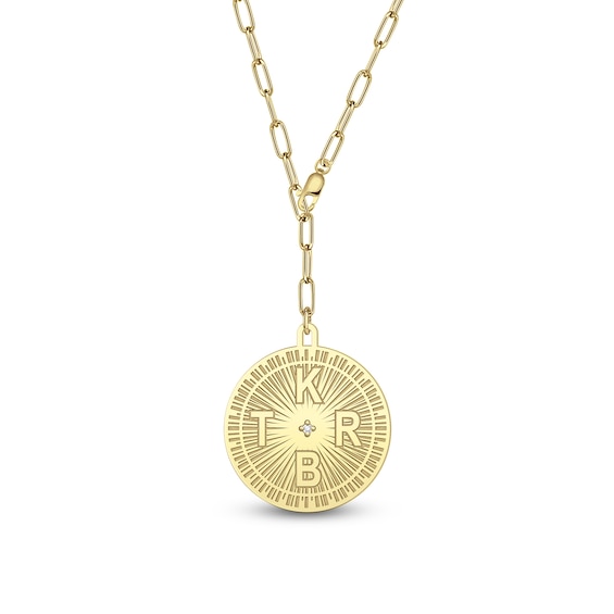 Diamond-Accent Initial Starburst Drop Medallion Necklace (4 Initials)