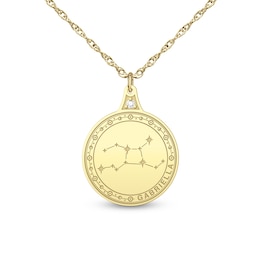 1/20 CT. T.W. Certified Lab-Grown Diamond Zodiac and Name Medallion Pendant (F/VS2) (1 Name and Sign)