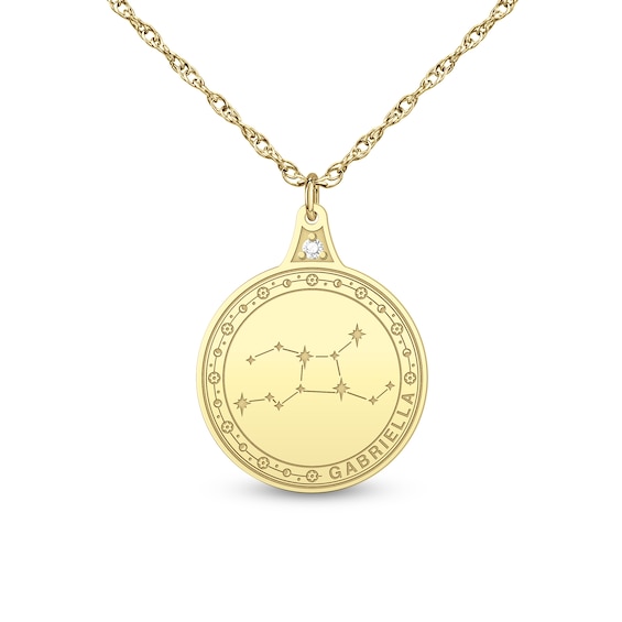 1/20 CT. T.w. Certified Lab-Grown Diamond Zodiac and Name Medallion Pendant (F/Vs2) (1 Name and Sign)