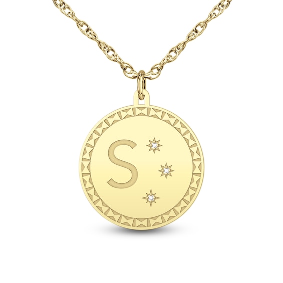 Diamond-Accent Initial Medallion Pendant (1 Initial)