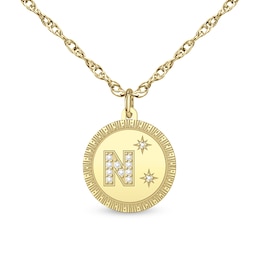 1/15 CT. T.W. Diamond Initial Medallion Pendant (1 Initial)