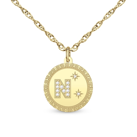1/15 CT. T.w. Diamond Initial Medallion Pendant (1 Initial)