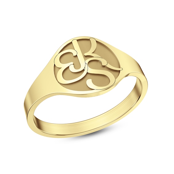 Modern Monogram Round Signet Ring (1-3 Initials)