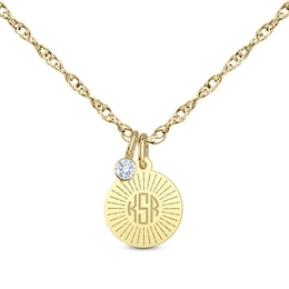 1/20 CT.T.W. Certified Lab-Grown Diamond Charm and Monogram Disc Pendant (F/VS2) (1-3 Initials)