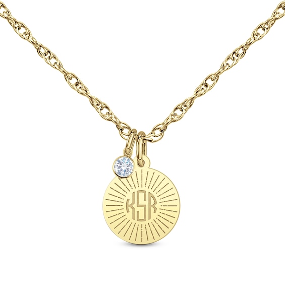 1/20 Ct.t.w. Certified Lab-Grown Diamond Charm and Monogram Disc Pendant (F/Vs2) (1-3 Initials)