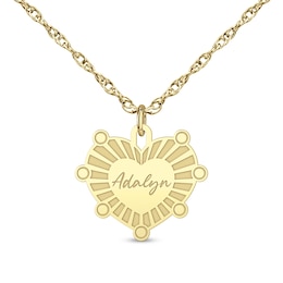 Sunburst Name Heart Pendant (1 Name)