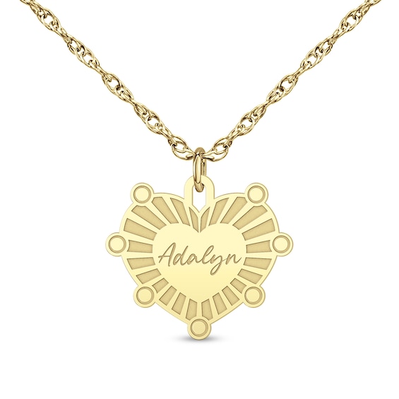 Sunburst Name Heart Pendant (1 Name)
