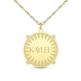 Diamond-Accent Sunburst Name Disc Pendant (1 Name)