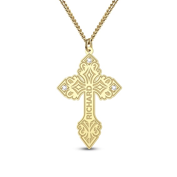 1/6 CT. T.w. Certified Lab-Grown Diamond Name Cross Pendant (F/Vs2) (1 Name) - 22"