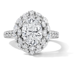 3 CT. T.W. Oval Certified Lab-Grown Diamond Double-Frame Engagement Ring in 14K White Gold (F/VS2)