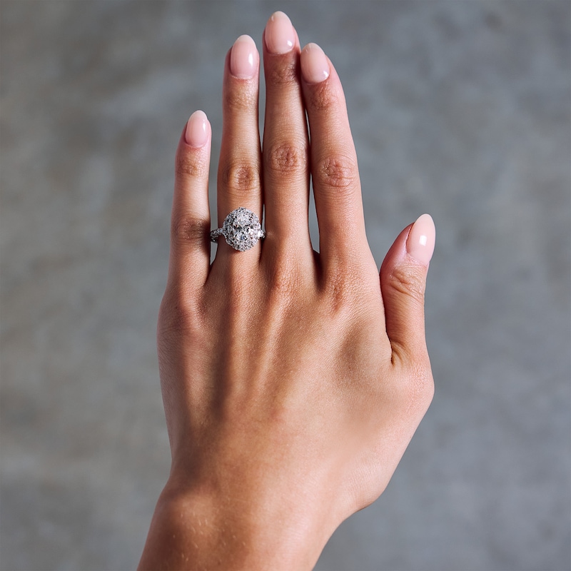 Main Image 2 of 3 CT. T.W. Oval Certified Lab-Grown Diamond Double-Frame Engagement Ring in 14K White Gold (F/VS2)