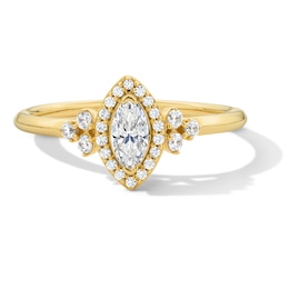 1/3 CT. T.W. Marquise-Cut Certified Lab-Grown Diamond Frame Promise Ring in 10K Gold (F/SI2)