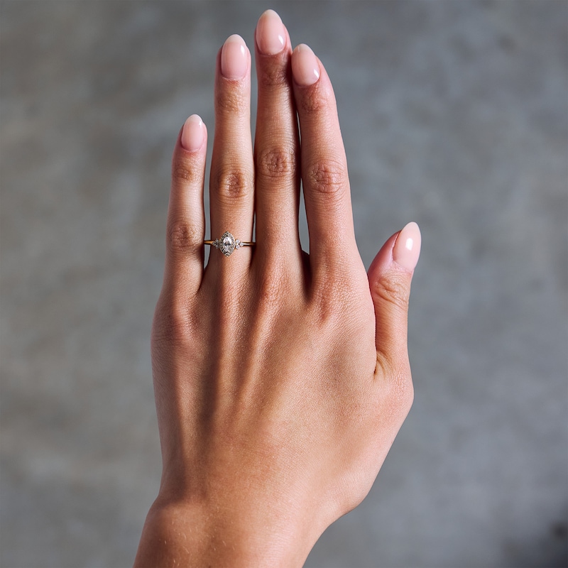 Main Image 2 of 1/3 CT. T.W. Marquise-Cut Certified Lab-Grown Diamond Frame Promise Ring in 10K Gold (F/SI2)
