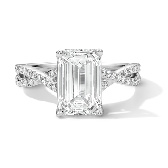 3-1/4 CT. T.w. Certified Lab-Grown Diamond Emerald-Cut Engagement Ring in 14K White Gold (F/Vs2)