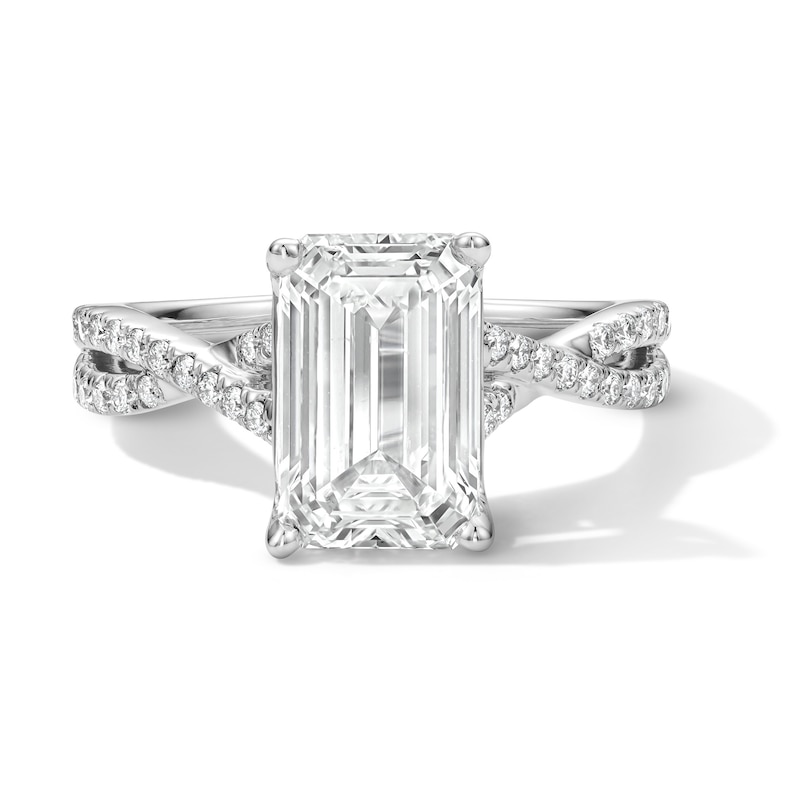 Main Image 1 of 3-1/4 CT. T.W. Certified Lab-Grown Diamond Emerald-Cut Engagement Ring in 14K White Gold (F/VS2)