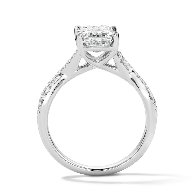 Main Image 3 of 3-1/4 CT. T.W. Certified Lab-Grown Diamond Emerald-Cut Engagement Ring in 14K White Gold (F/VS2)