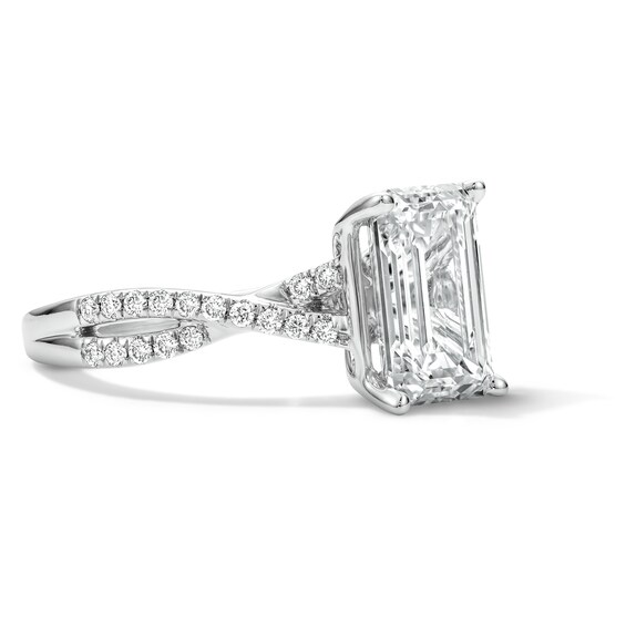 3-1/4 CT. T.w. Certified Lab-Grown Diamond Emerald-Cut Engagement Ring in 14K White Gold (F/Vs2)