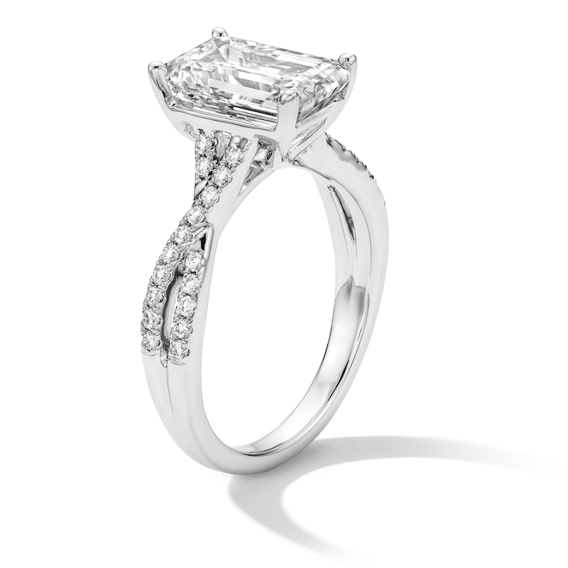 Main Image 5 of 3-1/4 CT. T.W. Certified Lab-Grown Diamond Emerald-Cut Engagement Ring in 14K White Gold (F/VS2)