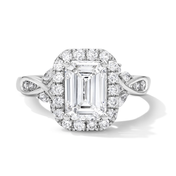 2-1/2 CT. T.w. Emerald-Cut Certified Lab-Grown Diamond Frame Engagement Ring in 14K White Gold (F/Vs2)
