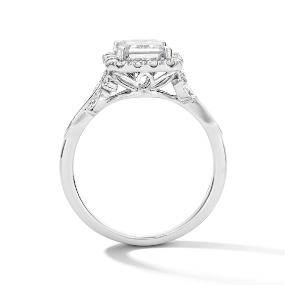 2-1/2 CT. T.w. Emerald-Cut Certified Lab-Grown Diamond Frame Engagement Ring in 14K White Gold (F/Vs2)