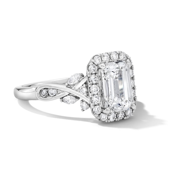 2-1/2 CT. T.w. Emerald-Cut Certified Lab-Grown Diamond Frame Engagement Ring in 14K White Gold (F/Vs2)