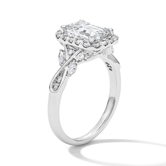 2-1/2 CT. T.w. Emerald-Cut Certified Lab-Grown Diamond Frame Engagement Ring in 14K White Gold (F/Vs2)
