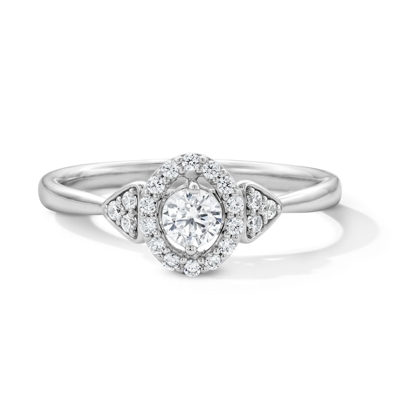 1/3 CT. T.w. Certified Lab-Grown Diamond Halo Promise Ring in 10K White Gold (F/Si2)