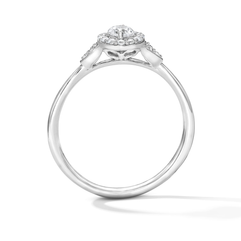 Main Image 3 of 1/3 CT. T.W. Certified Lab-Grown Diamond Halo Promise Ring in 10K White Gold (F/SI2)