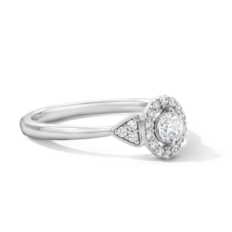 Main Image 4 of 1/3 CT. T.W. Certified Lab-Grown Diamond Halo Promise Ring in 10K White Gold (F/SI2)