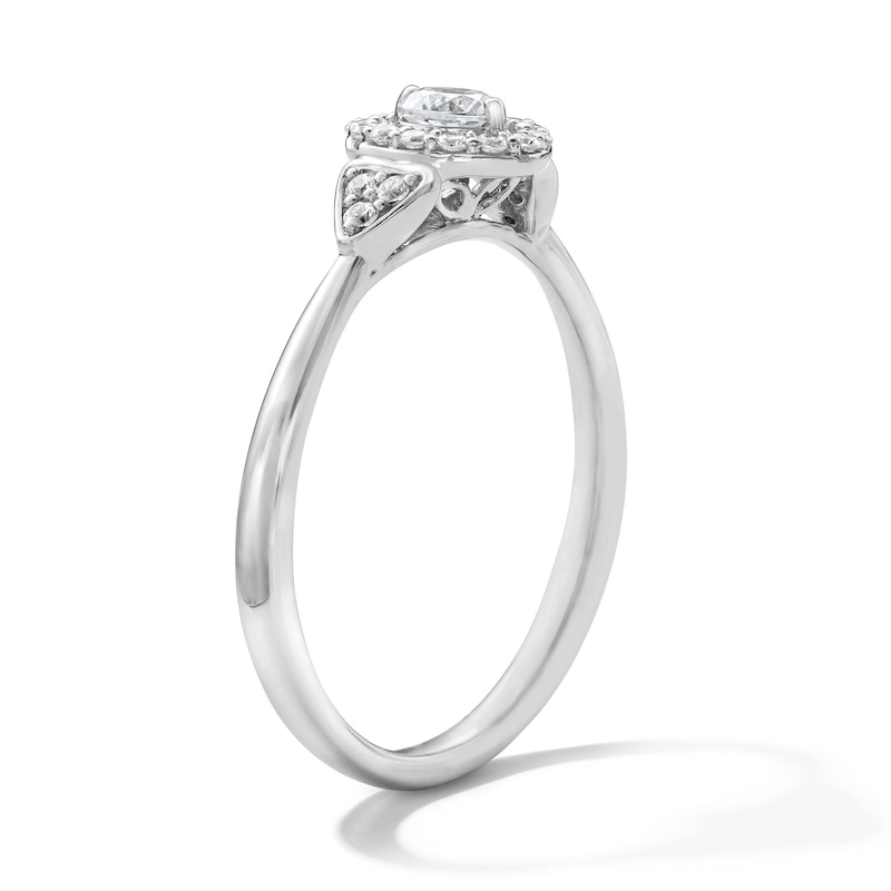 Main Image 5 of 1/3 CT. T.W. Certified Lab-Grown Diamond Halo Promise Ring in 10K White Gold (F/SI2)