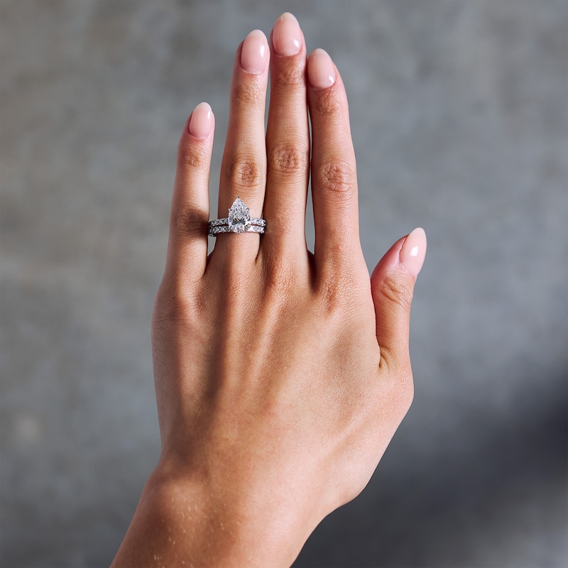 Main Image 2 of 4-1/3 CT. T.W. Certified Lab-Grown Diamond Pear-Shaped Bridal Set in 14K White Gold (F/VS2)