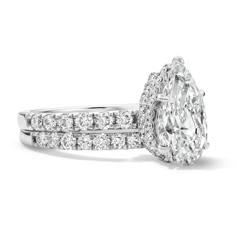 Main Image 4 of 4-1/3 CT. T.W. Certified Lab-Grown Diamond Pear-Shaped Bridal Set in 14K White Gold (F/VS2)