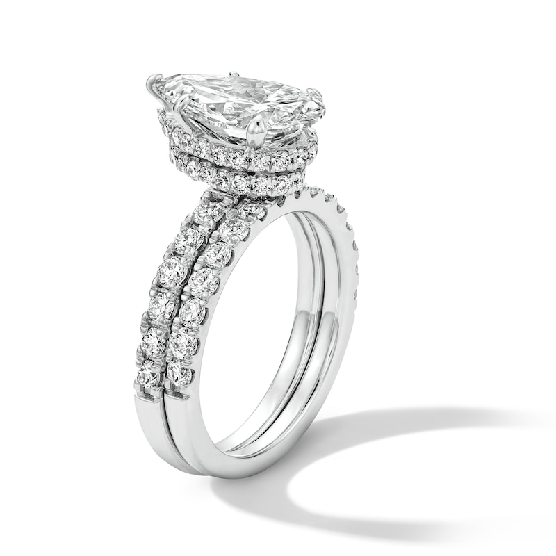 Main Image 5 of 4-1/3 CT. T.W. Certified Lab-Grown Diamond Pear-Shaped Bridal Set in 14K White Gold (F/VS2)