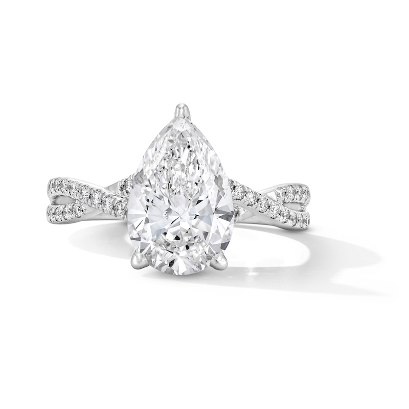 Main Image 1 of 3-1/3 CT. T.W. Certified Lab-Grown Diamond Pear-Shaped Engagement Ring in 14K White Gold (F/VS2)