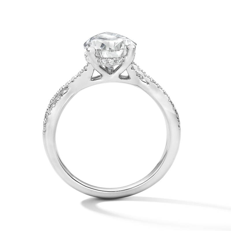 Main Image 2 of 3-1/3 CT. T.W. Certified Lab-Grown Diamond Pear-Shaped Engagement Ring in 14K White Gold (F/VS2)