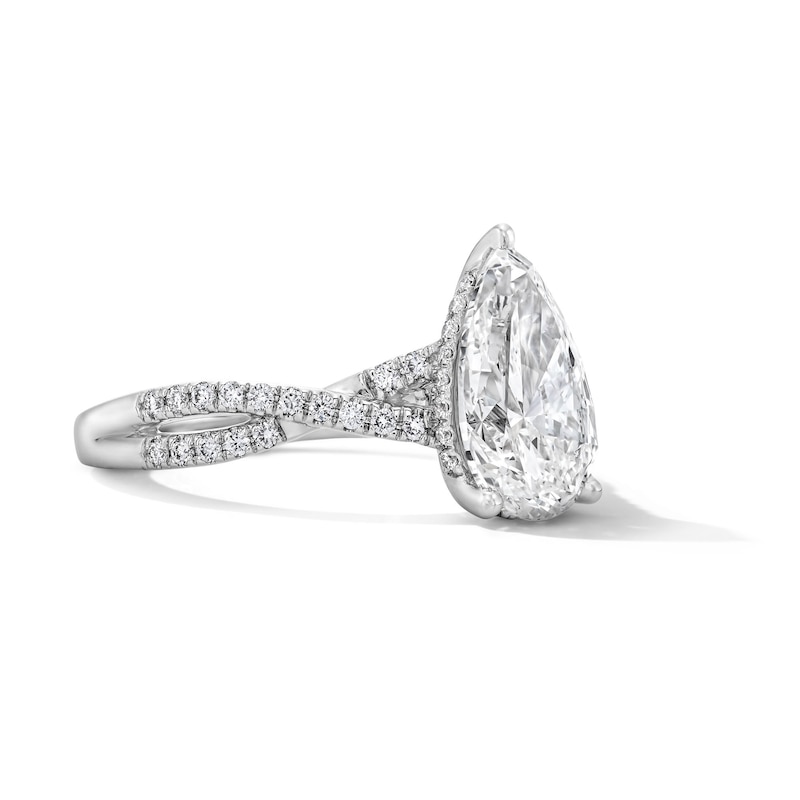 Main Image 3 of 3-1/3 CT. T.W. Certified Lab-Grown Diamond Pear-Shaped Engagement Ring in 14K White Gold (F/VS2)