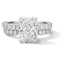 4-1/3 CT. T.W. Certified Lab-Grown Diamond Radiant-Cut Bridal Set in 14K White Gold (F/VS2)