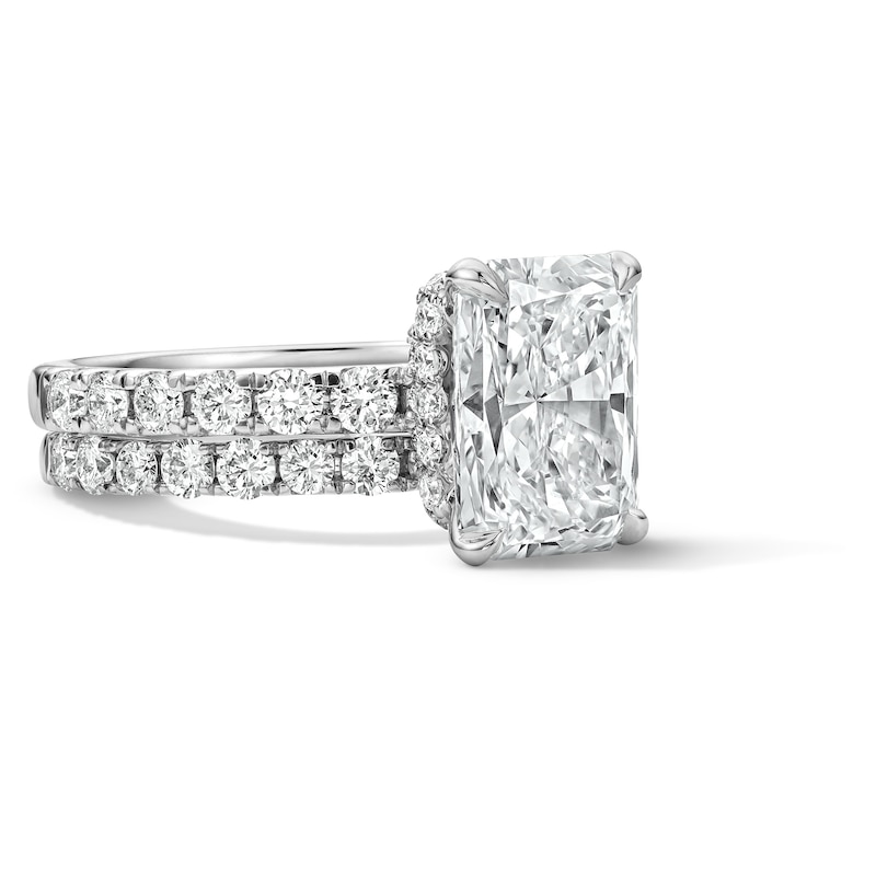 Main Image 4 of 4-1/3 CT. T.W. Certified Lab-Grown Diamond Radiant-Cut Bridal Set in 14K White Gold (F/VS2)