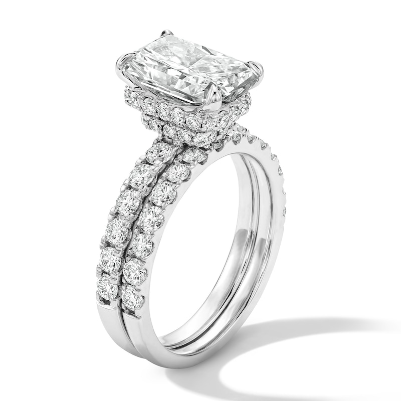Main Image 5 of 4-1/3 CT. T.W. Certified Lab-Grown Diamond Radiant-Cut Bridal Set in 14K White Gold (F/VS2)