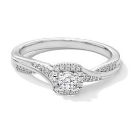 1/4 CT. T.W. Certified Lab-Grown Diamond Halo Ring in 10K White Gold (F/SI2)