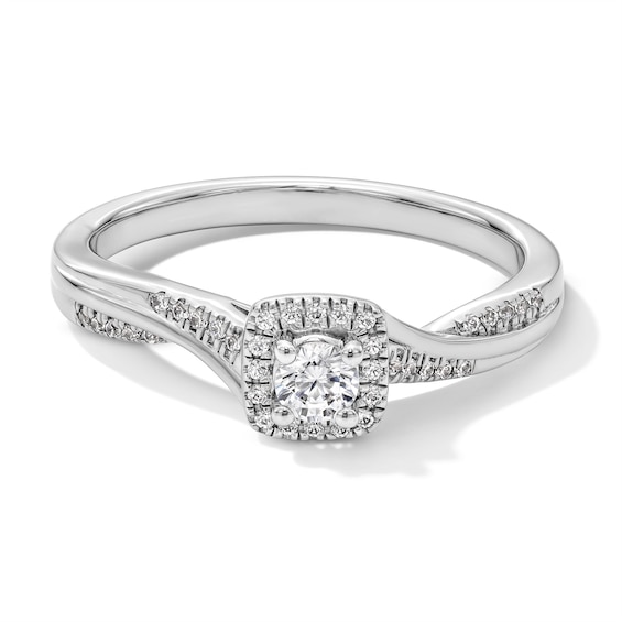 1/4 CT. T.w. Certified Lab-Grown Diamond Halo Ring in 10K White Gold (F/Si2)