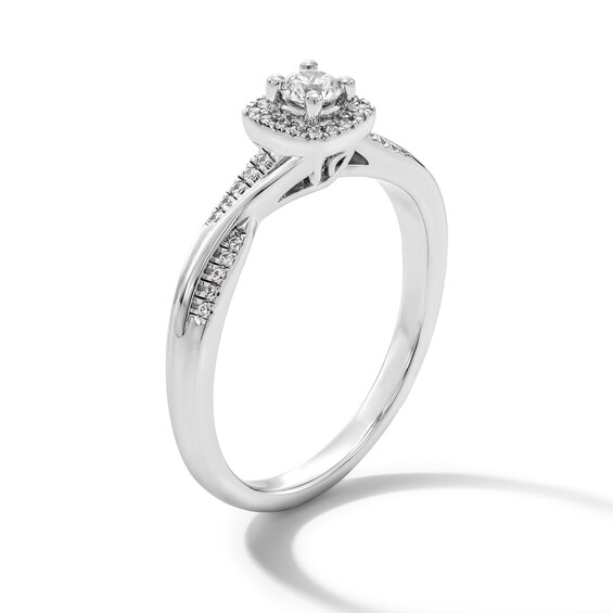 1/4 CT. T.w. Certified Lab-Grown Diamond Halo Ring in 10K White Gold (F/Si2)
