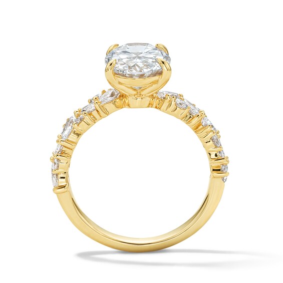4 CT. T.w. Oval Certified Lab-Grown Diamond Engagement Ring in 14K Gold (F/Vs2)
