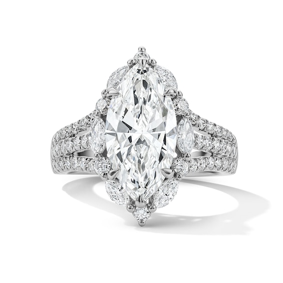 4 CT. T.w. Marquise-Cut Certified Lab-Grown Diamond Frame Engagement Ring in 14K White Gold (F/Vs2)