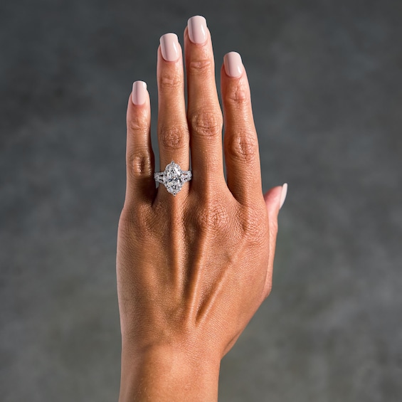 4 CT. T.w. Marquise-Cut Certified Lab-Grown Diamond Frame Engagement Ring in 14K White Gold (F/Vs2)