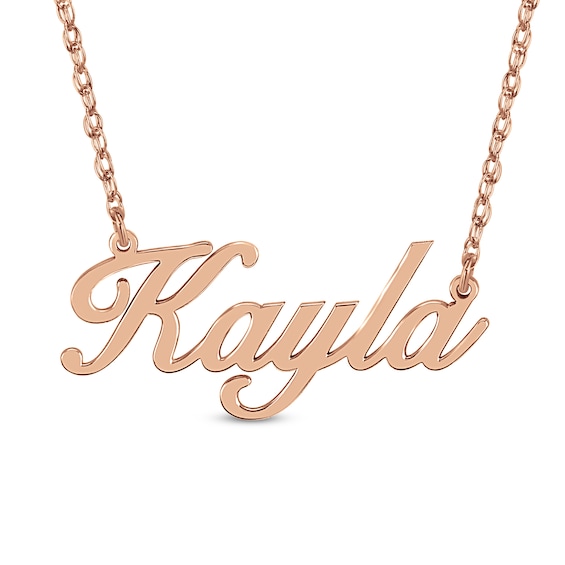 Script Name Necklace in Sterling Silver with 24K Rose Gold Plate (1 Name)