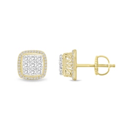 3/4 CT. T.W. Certified Lab-Grown Multi-Diamond Chain Link Stud Earrings in 10K Yellow Gold (F/SI2)