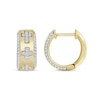 Thumbnail Image 1 of 1/3 CT. T.W. Diamond Cross Huggie Hoop Earrings in 10K Gold
