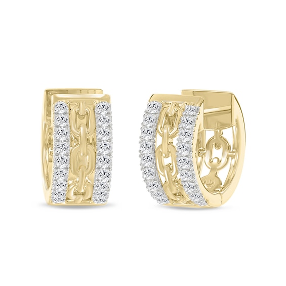 1/4 CT. T.w. Diamond Chain Link Huggie Hoop Earrings in 10K Gold